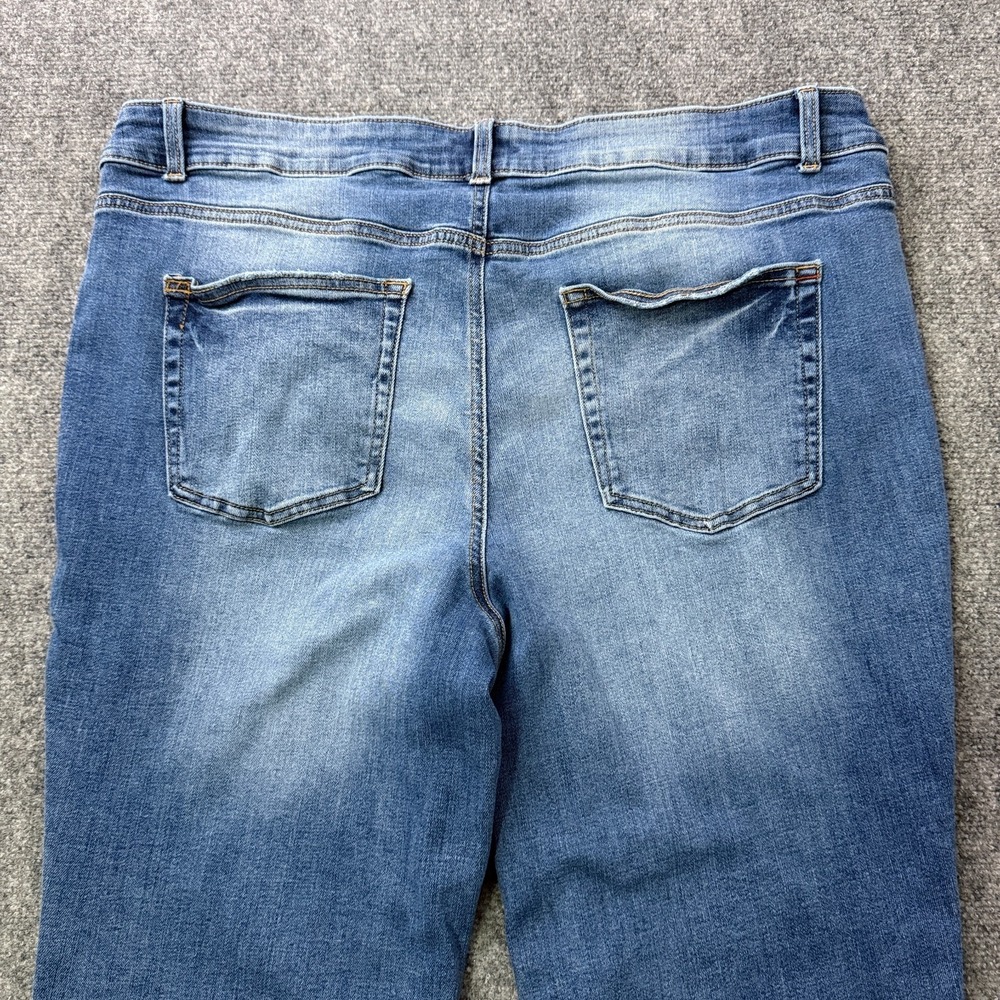 Edgely Womens 22W Short Mid Rise Slim Boot Jeans Raw Hem Stretch Plus Size - Picture 9 of 14